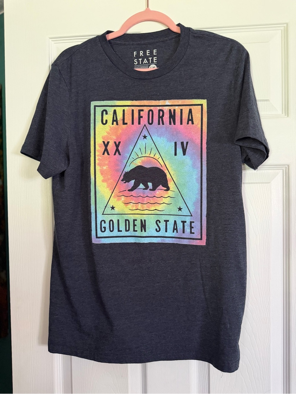 Free State Dark Gray Tie-Dye California Golden State Graphic Tee